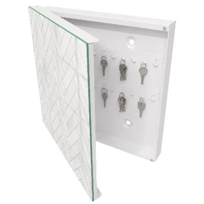 Wall mounted key box Marble herringbone