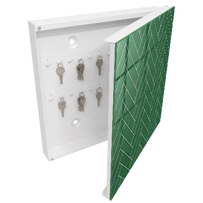 Key cabinet Green herringbone