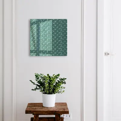 Wall mounted key box Turquoise herringbone