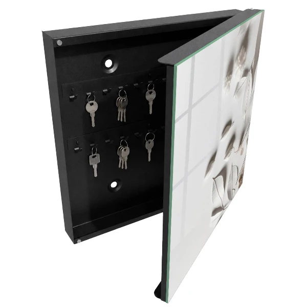 Wall mounted key box White leaves