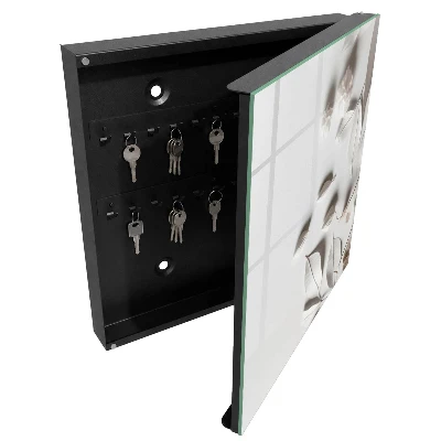 Wall mounted key box White leaves