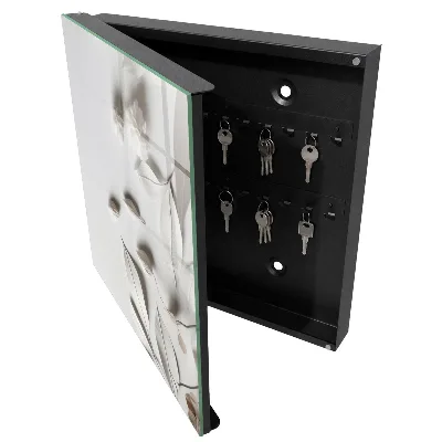 Wall mounted key box White leaves