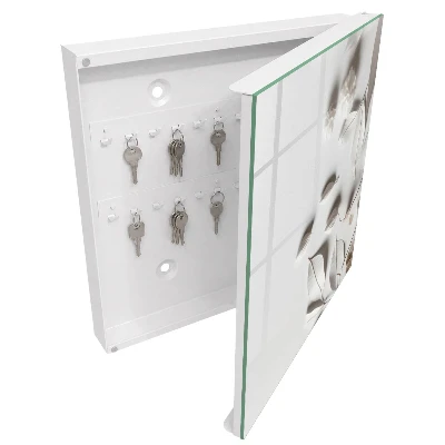 Wall mounted key box White leaves