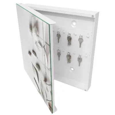 Wall mounted key box White leaves