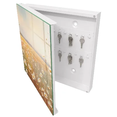 Wall-mounted key box floral meadow design