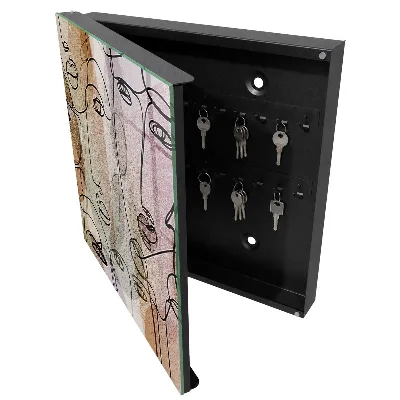 Wall mounted key box line art design