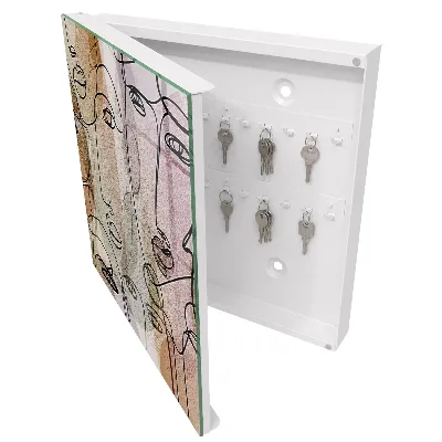 Wall mounted key box line art design