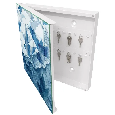 Wall mounted key box with watercolor birds design