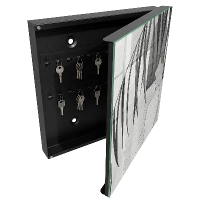 Key box for wall Grey leaves