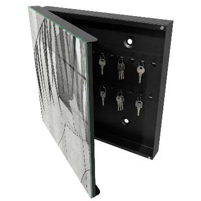 Wall mounted key box grey leaves design