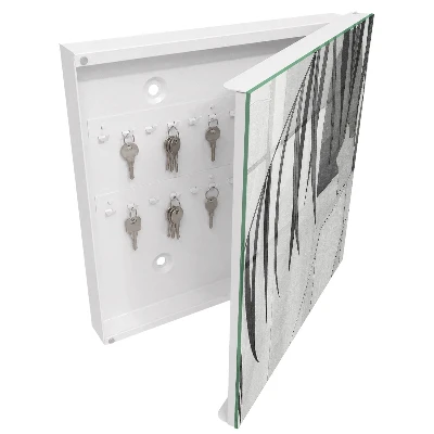 Key box for wall Grey leaves