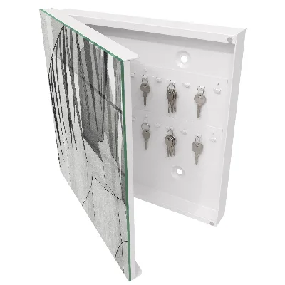 Wall mounted key box grey leaves design