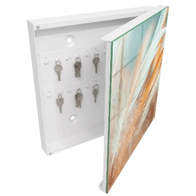 Wall mounted key box Pastel feathers