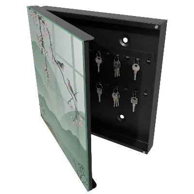 Wall mounted key box Birds and flowers