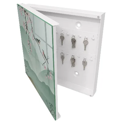 Wall mounted key box birds and flowers design