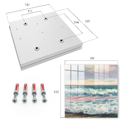 Key cabinet with sea landscape print