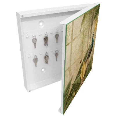 Wall mounted key box with exotic landscape print