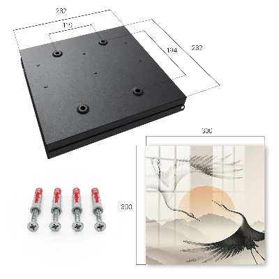 Key box for wall Japanese cranes against the rising sun