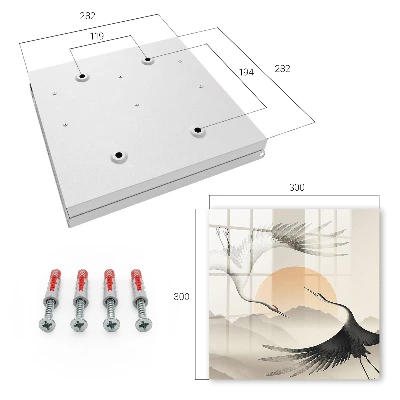 Key box for wall Japanese cranes against the rising sun