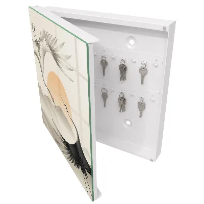 Key box for wall Japanese cranes against the rising sun