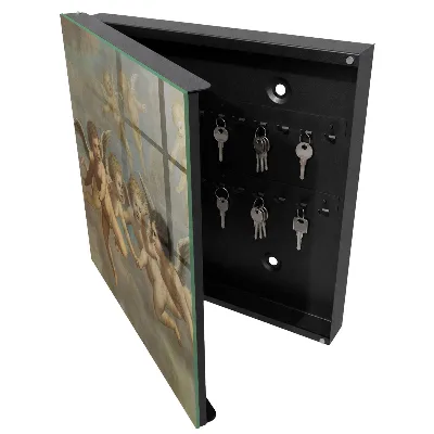 Key cabinet Flying putti baroque painting
