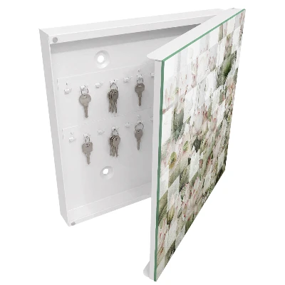 Key cabinet with geometric lilies print