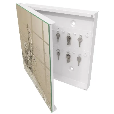Wall mounted key box Fisherman by the lake
