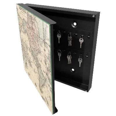 Wall mounted key box world map design