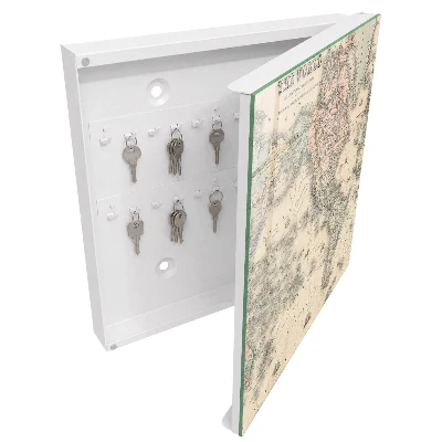 Wall mounted key box world map design