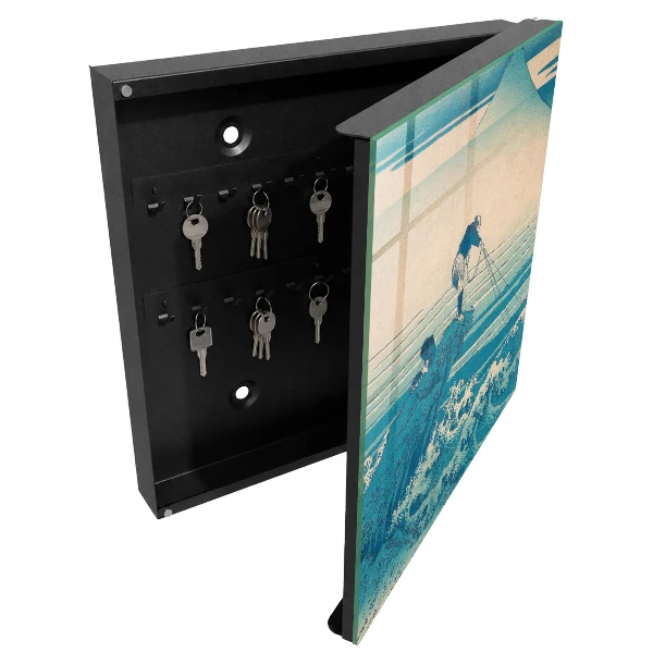 Wall mounted key box Fisherman and waves