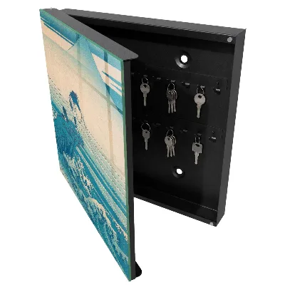 Wall mounted key box Fisherman and waves