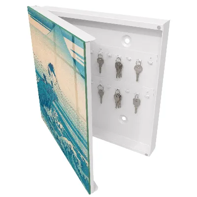 Wall mounted key box Fisherman and waves