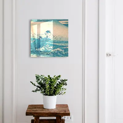 Wall mounted key box Fisherman and waves