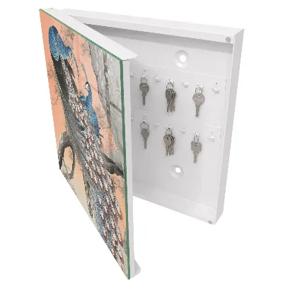 Wall mounted key box Peacock beauty