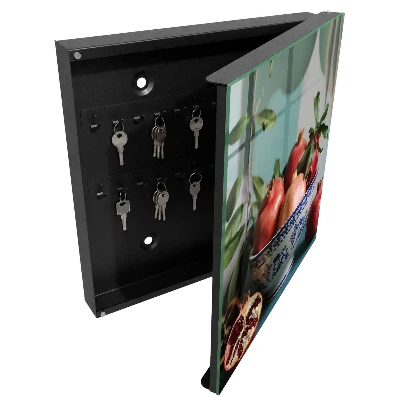Wall mounted key box Navy blue fruits