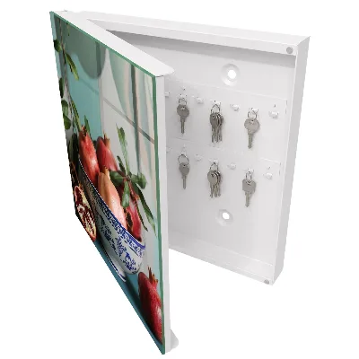 Wall mounted key box Navy blue fruits
