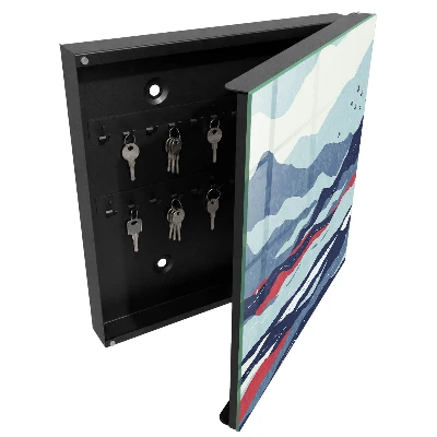 Wall mounted key box Blue waves