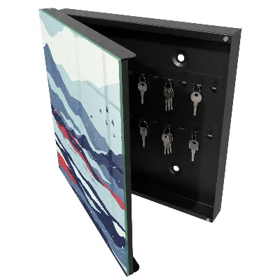 Wall mounted key box Blue waves