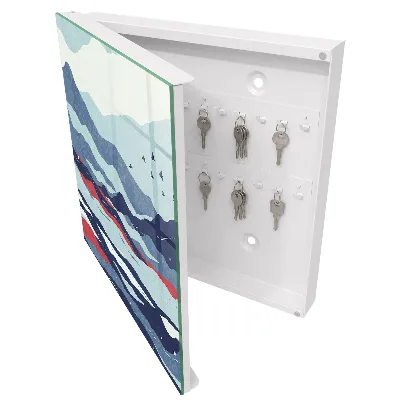 Wall mounted key box Blue waves