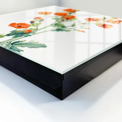 Wall mounted key box Orange poppies