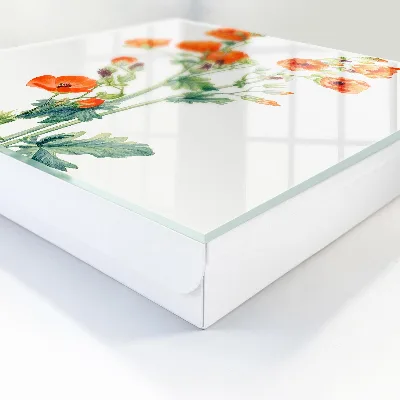 Wall mounted key box Orange poppies