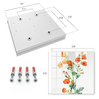 Wall mounted key box Orange poppies