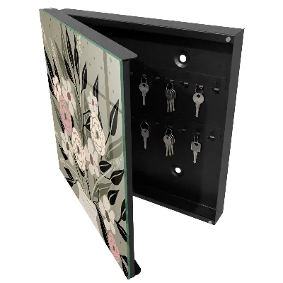 Wall mounted key box Floral composition