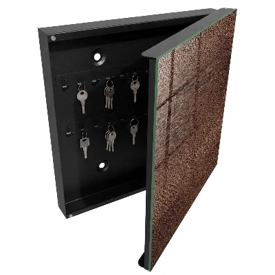 Wall mounted key box Brown wood