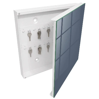 Wall-mounted key box in cool grey