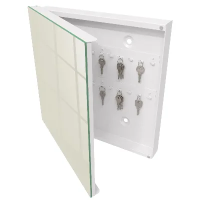 Wall mounted key box in cream stone