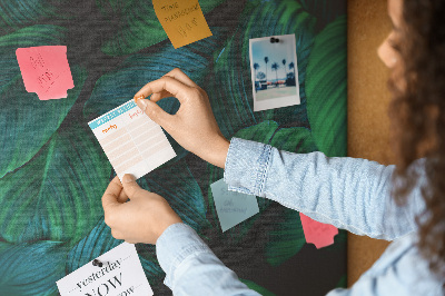 Cork memo board Big tropical leaves