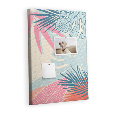 Cork notice board Modern tropical leaf