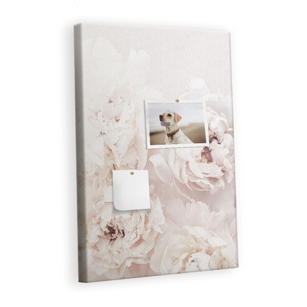 Cork notice board Pastel peony flowers