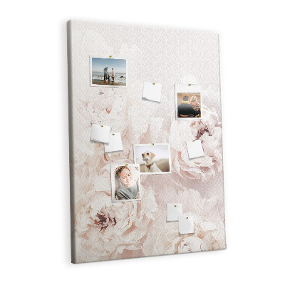 Cork notice board Pastel peony flowers